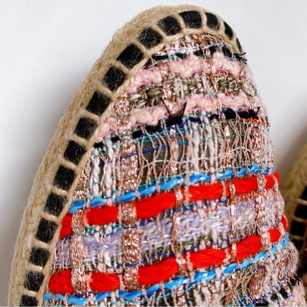 💕 TONI PONS ORIGENS PINK BLACK MULTI TWEED STITCHED ESPADRILLES! - Picture 6 of 16